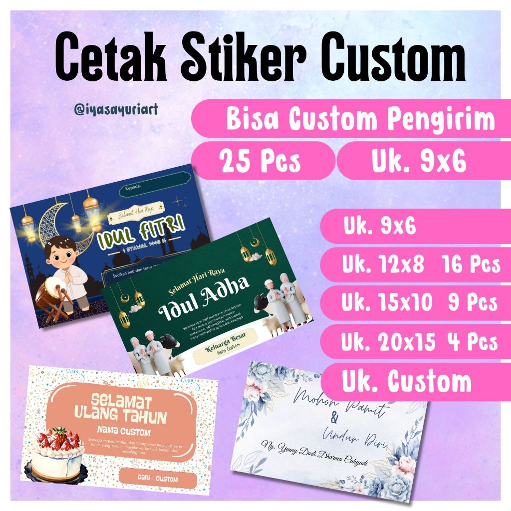 

INSTANS COD Cetak STIKER Kartu Ucapan Kustom segala acara BAHAN BERKKUALITAS - Stiker Kustom