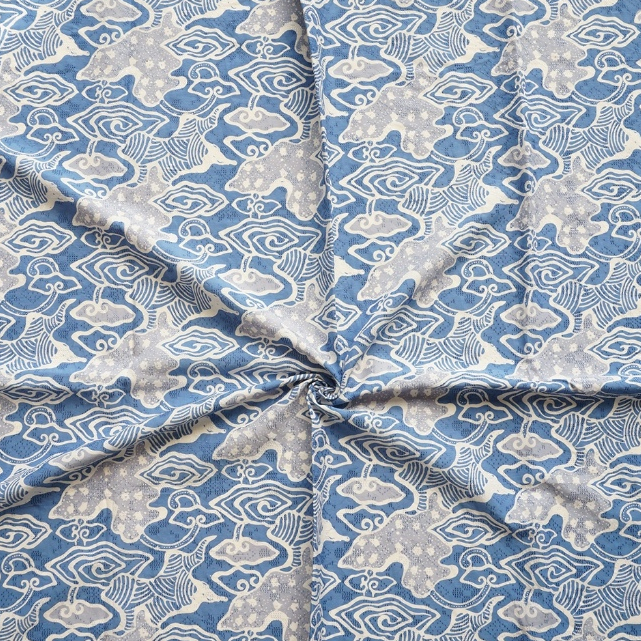 Benangsari Kain Batik Cap Mega Mendung Katun Dobby Bahan Handmade Cirebon Cirebonan