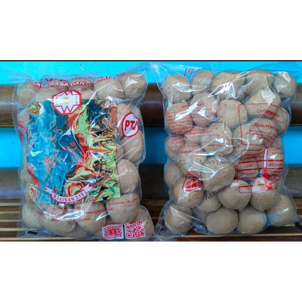 

Bakso daging sapi PTJ Warisan319 perpack isi 50 butir Frozen Food makanan