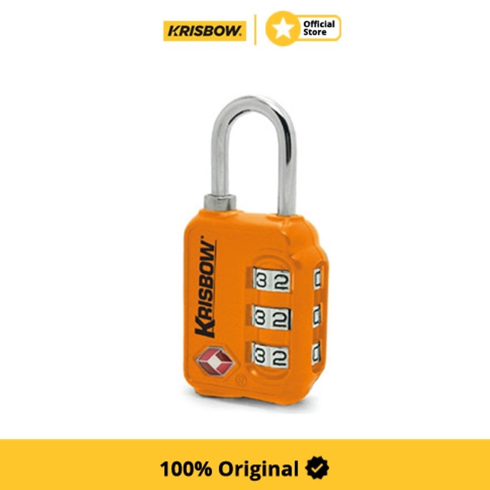 Krisbow Padlock Gembok Koper 3 Angka Zinc Alloy  Oranye KODE P5O8