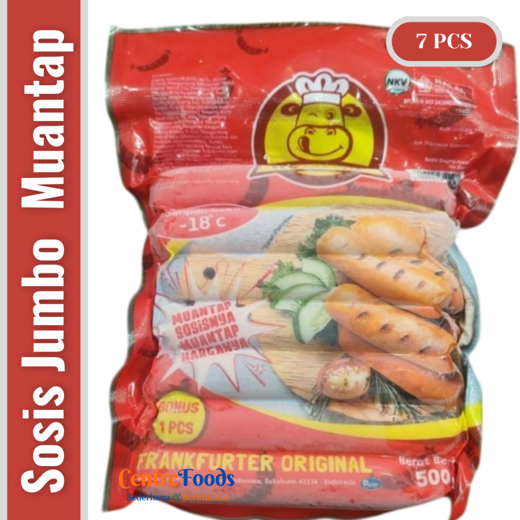

Sosis Ayam Jumbo Frankfurter Original - Beef Chicken Sausage MUANTAP | Isi 7 Pcs - 500gr [ Harga Per BKS ]
