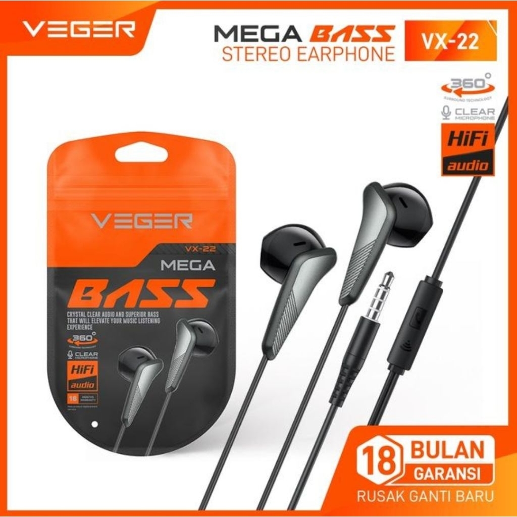 Earphone Veger VX-22 / Megabass Stereo Sound