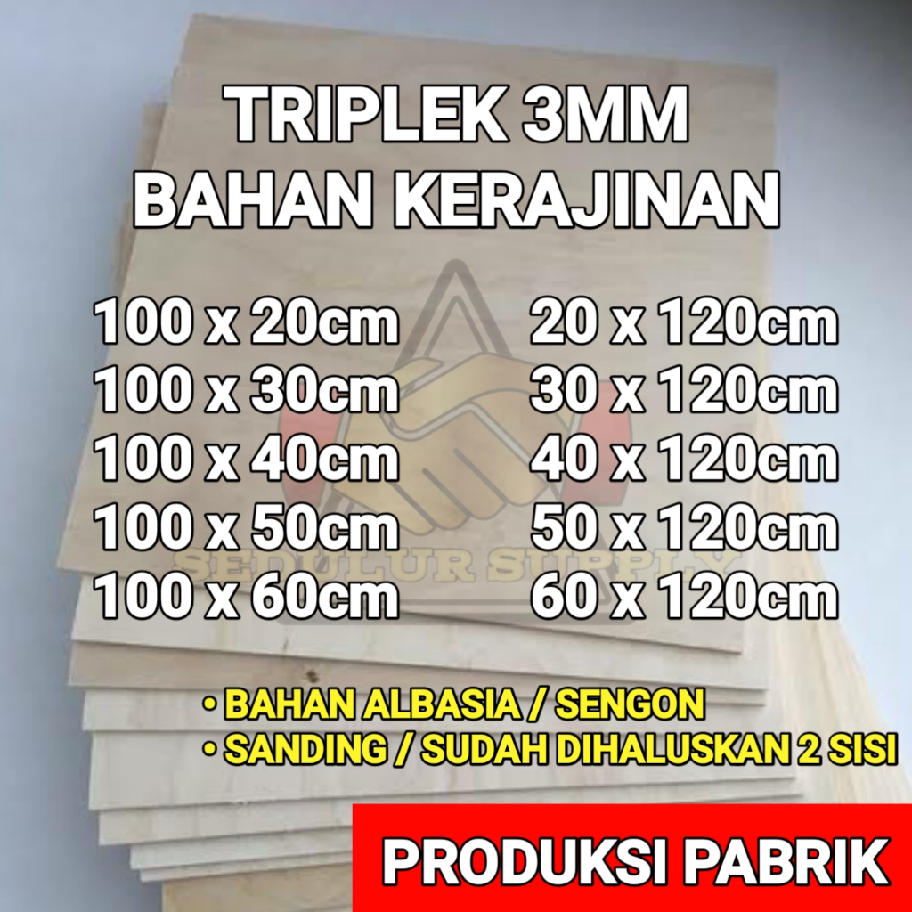 Triplek 3MM Serbaguna Bahan kerajinan ukuran komplit
