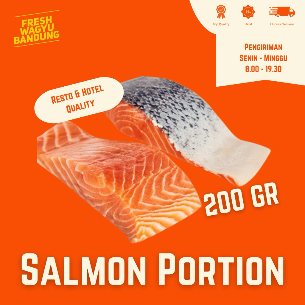 

SALMON IMPOR PREMIUM FRESH IKAN IMPORT Skin On Portion Resto Quality
