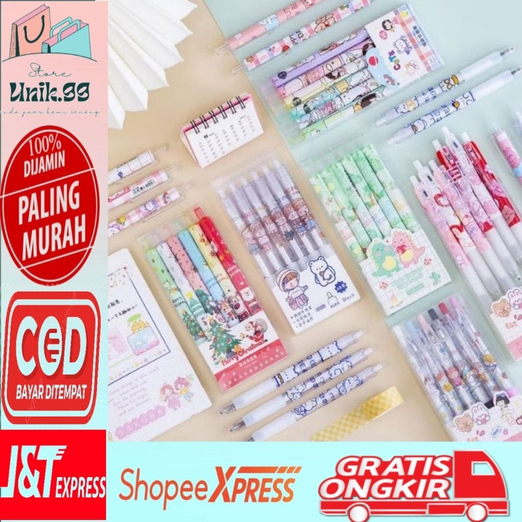 

Pulpen Gel Mekanik Lucu Karakter 6PCS / Set Pulpen Gel 6 Pcs / Ballpoint Mekanik Pulpen Set Isi 6 PCS / Pulpen Gel Lucu
