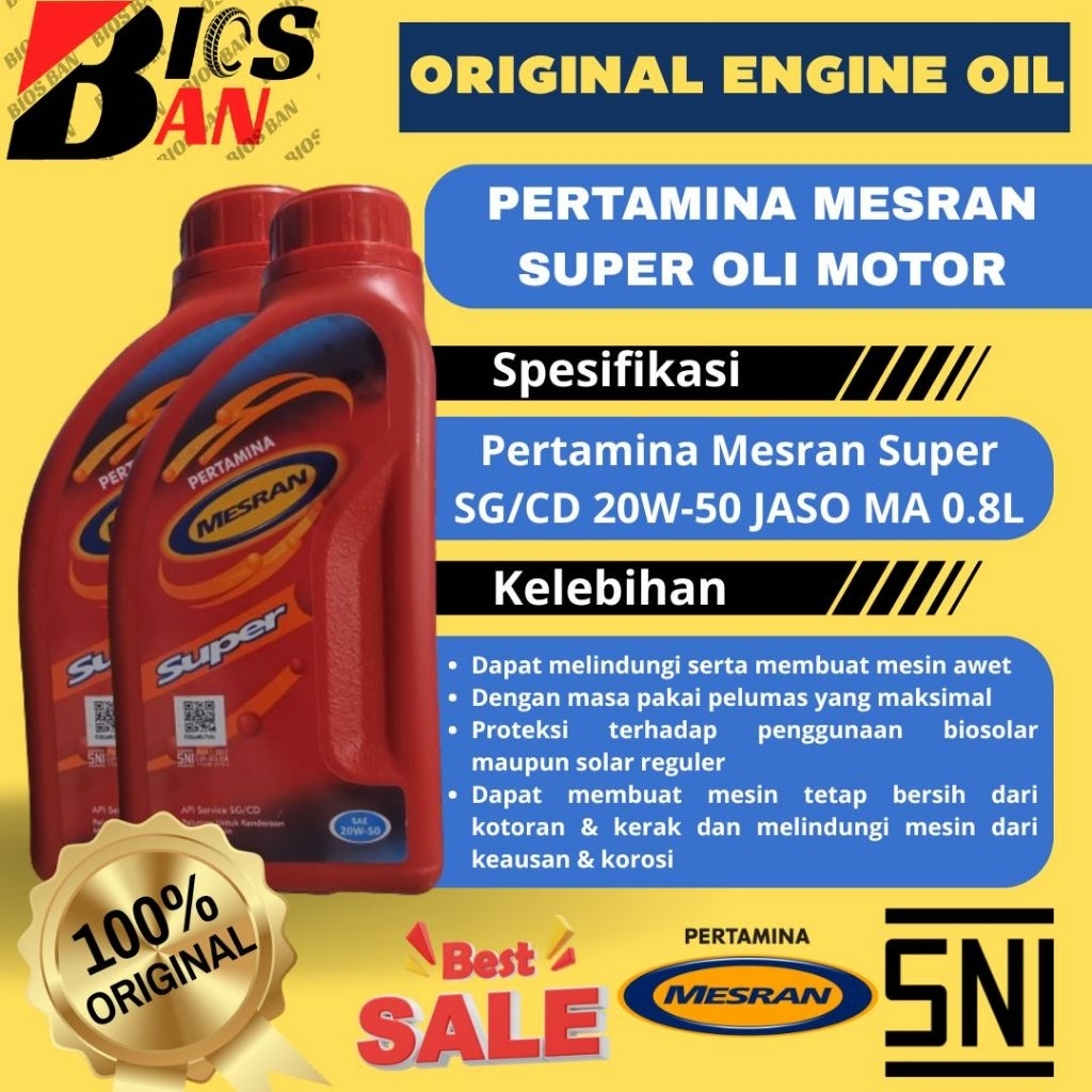 OLI MOTOR PERTAMINA MESRAN SUPER 0.8L ORIGINAL 100%