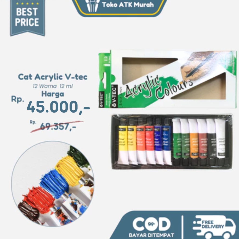 

KODE L33Y VTEC ACRYLIC SET 12 WARNA 12 ML TUBE CAT AKRILIK ACRYLIC VTEC