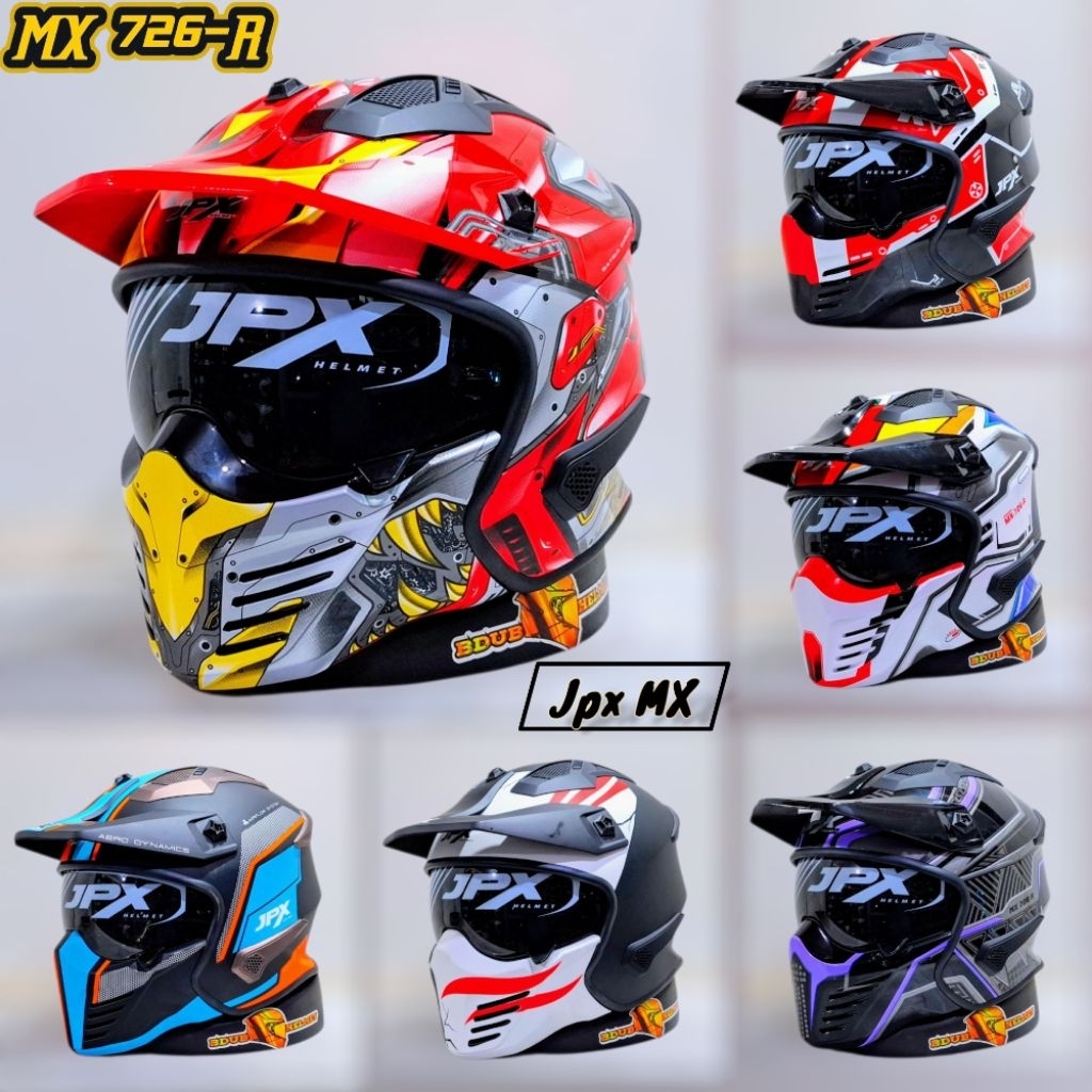 Helm full face JPX MX 726R motif