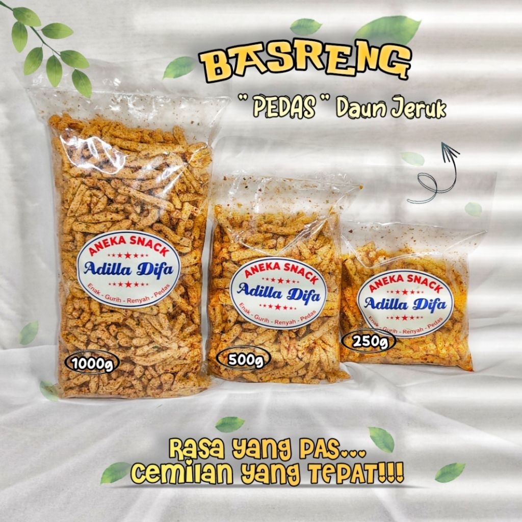 

BASRENG PEDAS BUMBU DAUN JERUK Ukuran 1kg, 500g, 250g