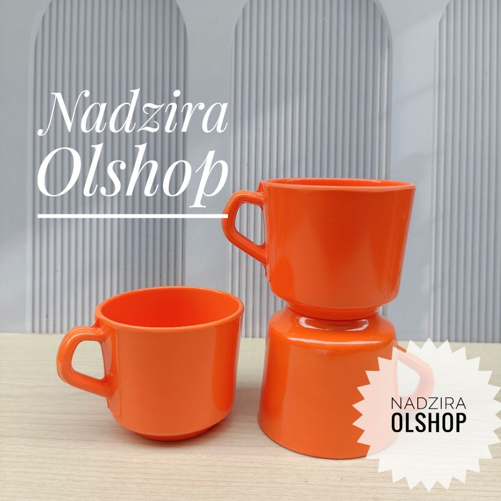 TERBARU 6 PCS GELAS MELAMIN GELAS KOPI GELAS TEH CANGKIR MELAMIN GAGANG TEBAL.