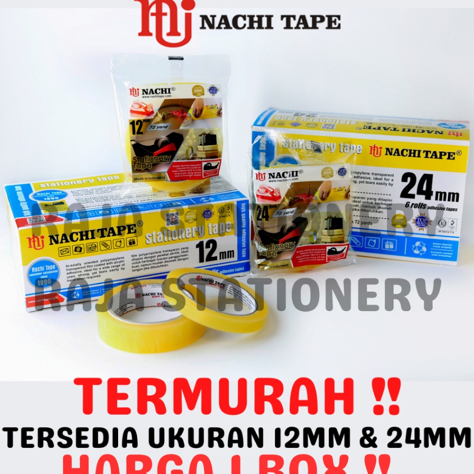 

NACHI STATIONERY TAPE 12mm 24mm SELOTIP SOLATIP LAKBAN SOLASI ISOLASI NACHI 1 BOX