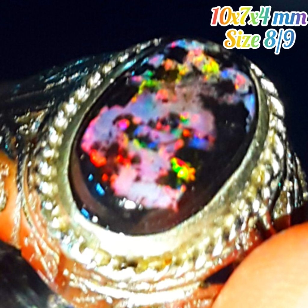 Cincin Batu Black Opal Kalimaya Sempur Banten Top Full Jarong Natural Bahan Ranting