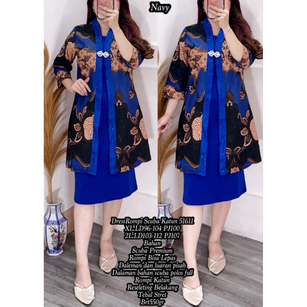 dress rompi scuba katun/dress rompi mewah 51611/dress rompi batik