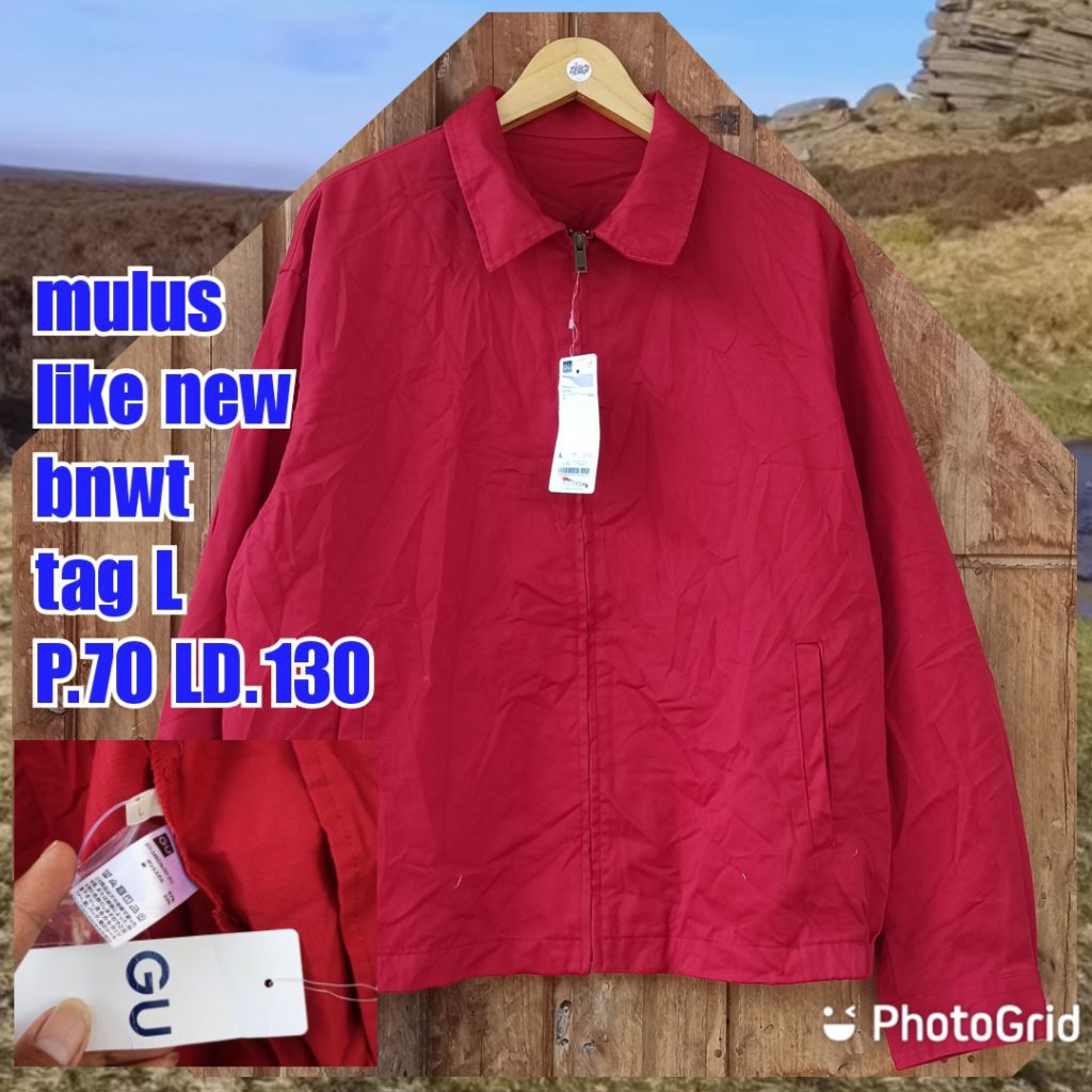 jaket work kerja casual Harrington gu general uniqlo katun merah