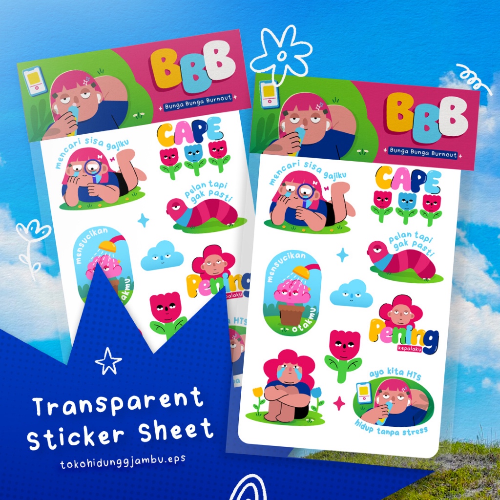 

Sticker Lucu l Transparent Sticker Sheet l UV printed