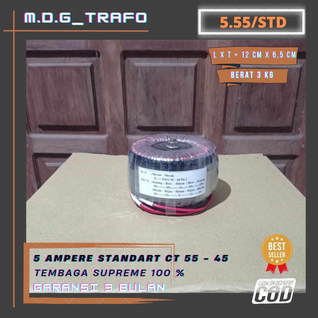 paket gratis trafo toroid donat 5 ampere CT 55V (beli 2 gratis 1) murni