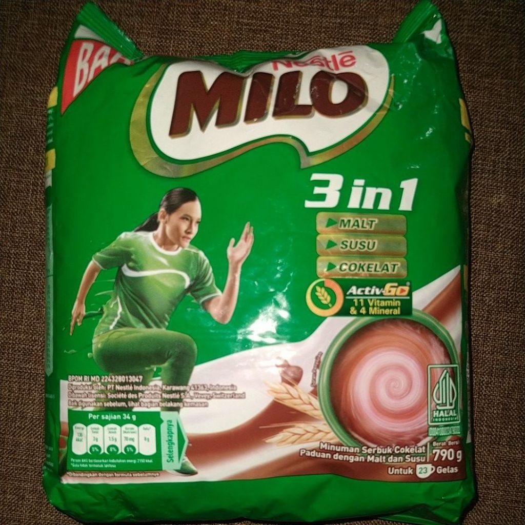 

susu milo 3 in 1 activ go kemasan 790 gram exp panjang.