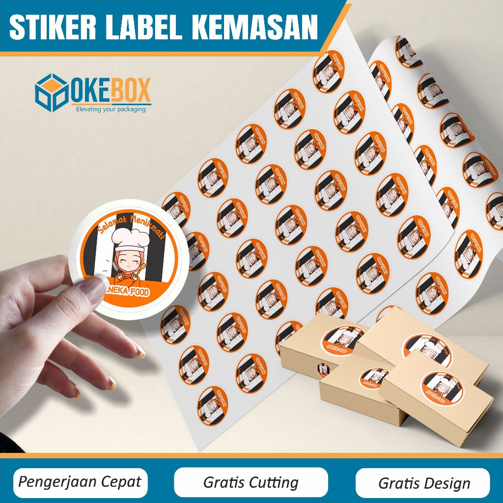 

Sricker stiker setiker label makanan custom harga murah aesthetic jualan kecil keren stiker vinyl transparan sv 04