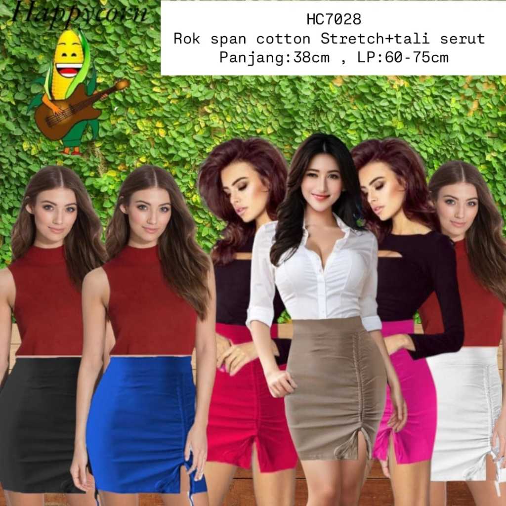 Rok span tali serut belahan kiri / Rok span tali serut premium / Rok span tali serut kekinian