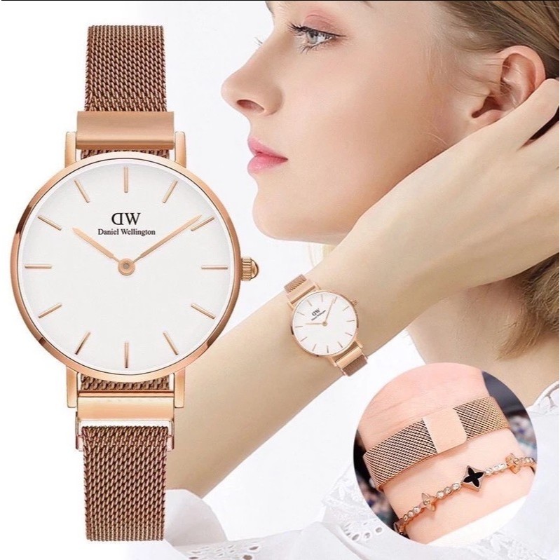 Q11 Jam Tangan Round Watch Wanita Rantai Magnet DW