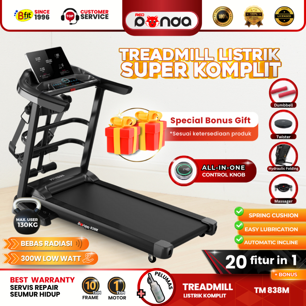 Treadmill Elektrik Redpanda 838M Multifungsi Listrik Lipat Portable Low Watt
