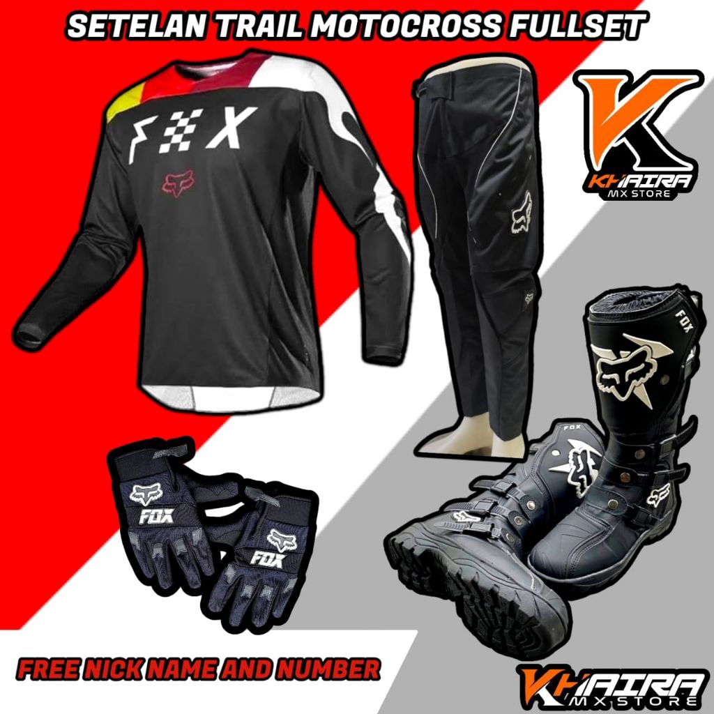 Setelan Baju Trail Cross Set Dewasa Sepatu Jersey Celana Glove Cross Trail Offroad