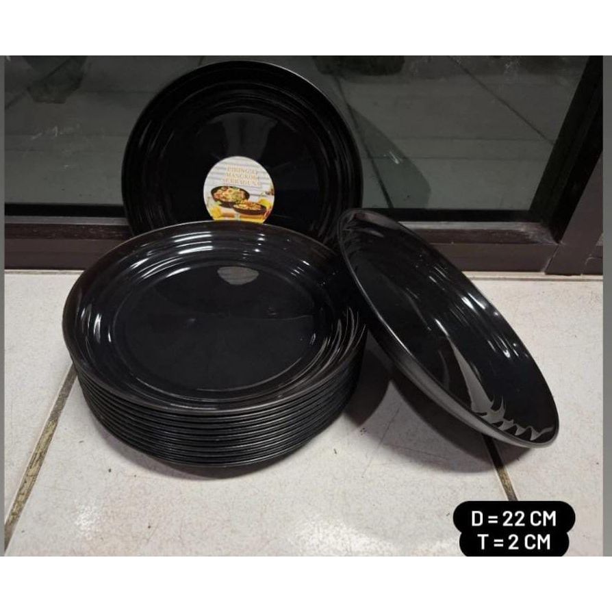 Piring cekung ramen hitam/Piring lebar hitam 12pc/Piring ramen hitam 6pc/Piring ramen/Piring buah/Pi