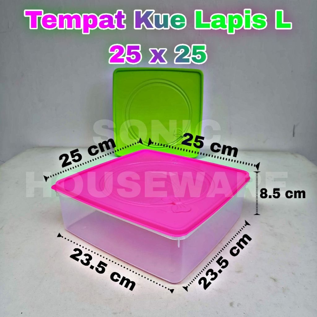 Tempat Kue Lapis Besar L 25 x 25 Large Besar Food Box Wadah Toples Tempat Penyimpanan Segi Kotak Kue