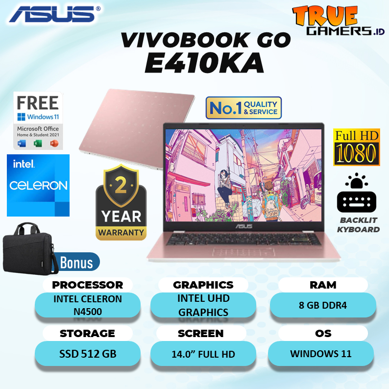 Laptop Asus Vivobook GO 14 E410KA | E410MA | L510MA N4500 8GB 512GB WINDOWS 11 14.0"&15.6"