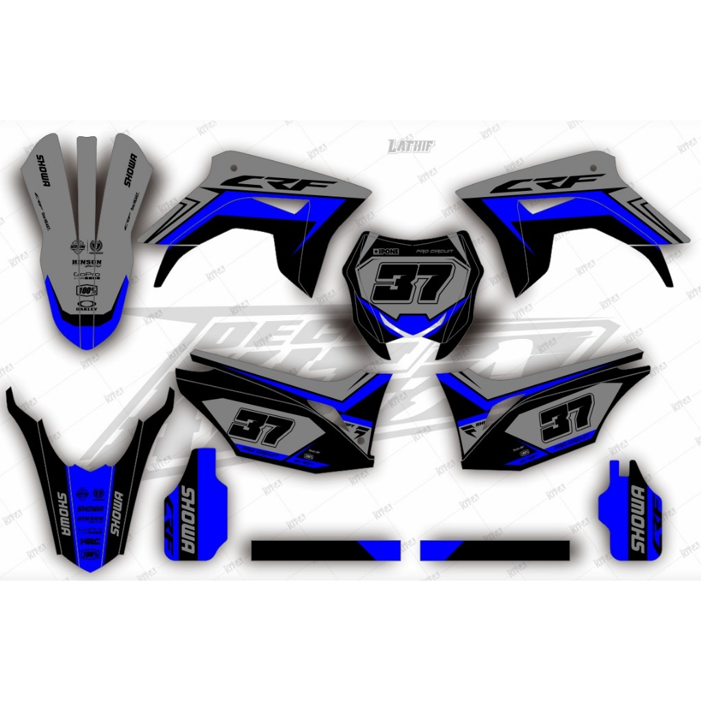 Decal Honda CRF 150L MOTIF Biru Abu abu racing D-I2-316 I2-1018 I2-1199