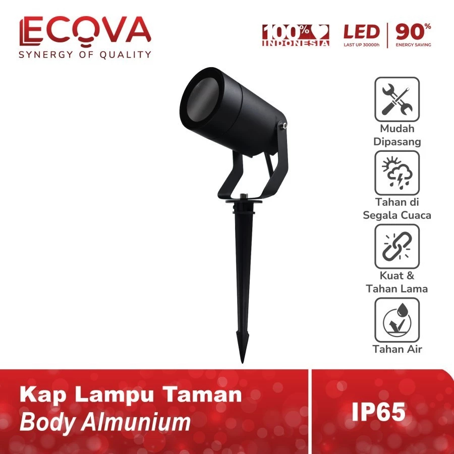 ECOVA Kap Lampu Taman Outdoor Sorot MR16 / LED KAP Lampu Taman MR16 5w 3w Adjustable Body Almunium I