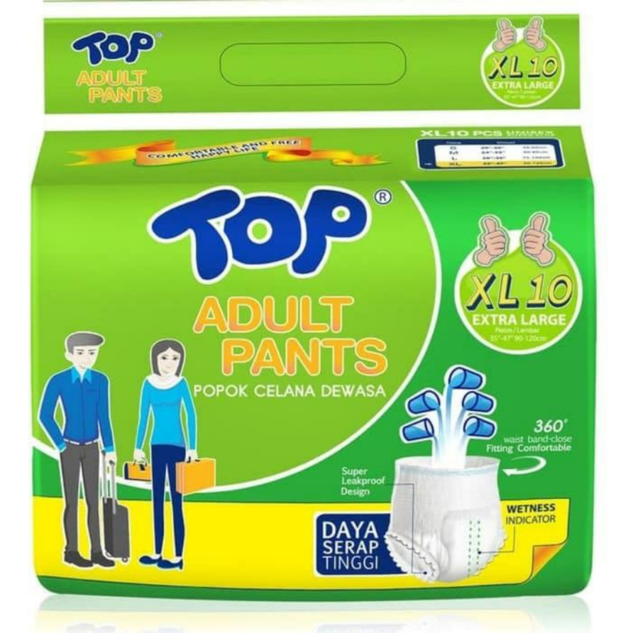 TOP ADULT DIAPERS XL10 POPOK CELANA / PELAPIS PAMPERS DEWASA