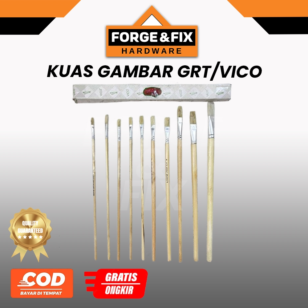 

[12PCS] GRT / VICO Kuas Gambar Cat Minyak No. 1 2 3 4 5 6 7 8 9 10 11 12 14
