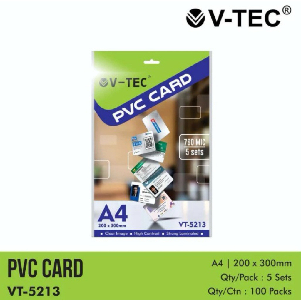 

V-TEC PVC CARD A4 (1 PAK = 5 SHEET)