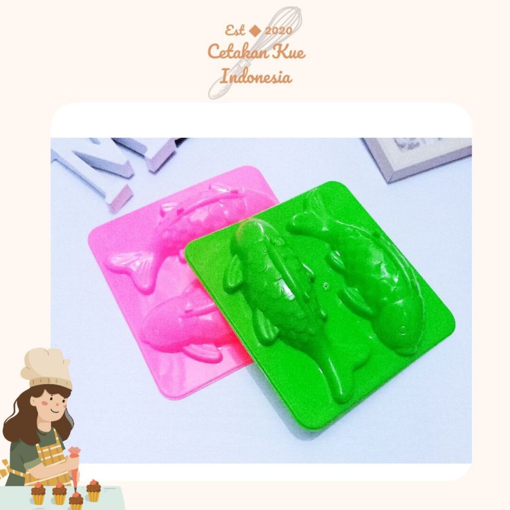 {CKI} Cetakan Puding Ikan Koi Kecil 2cav Besar 4Cav