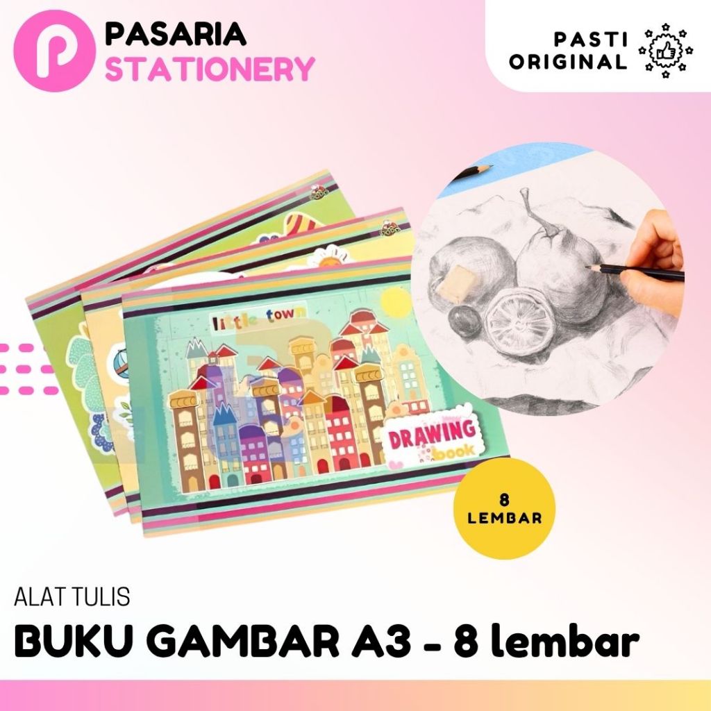 

Buku Gambar A3 isi 8 lembar Motif Lucu Drawing Book Anak