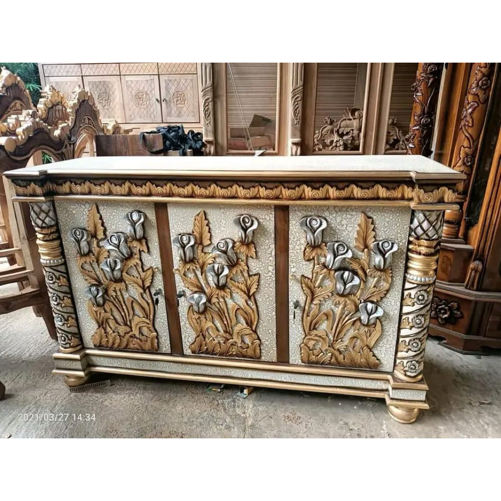 bufet taman bufet tv bufet minimalis serbaguna bahan kayu jati