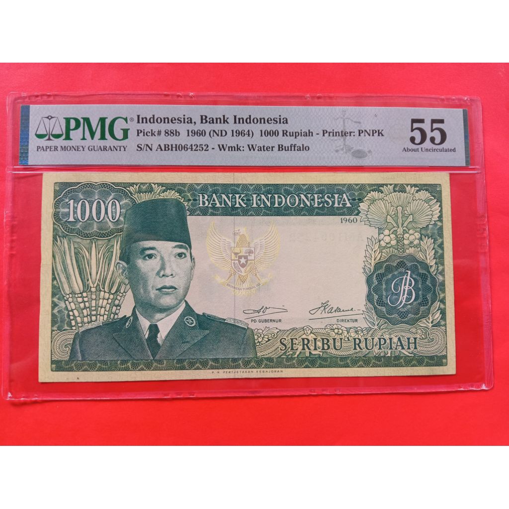 uang kuno 1000 rupiah Soekarno PMG langka