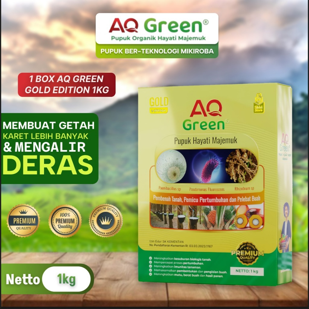 PUPUK AQ GREEN GOLD EDITION 1KG ORGANIK / AQ GREEN GOLD Hayati Majemuk Cocok Karet Kopi Padi.