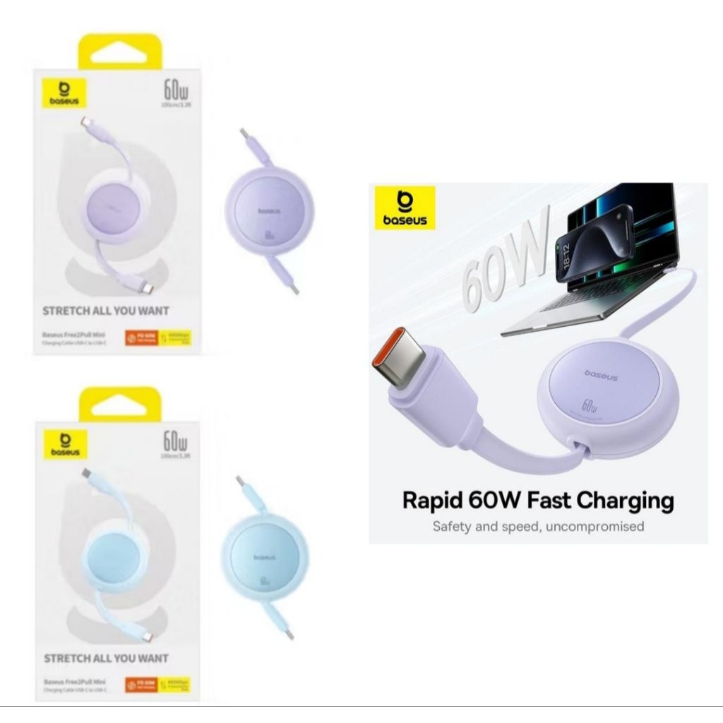 Baseus Kabel Data Type C To C 60 Watt