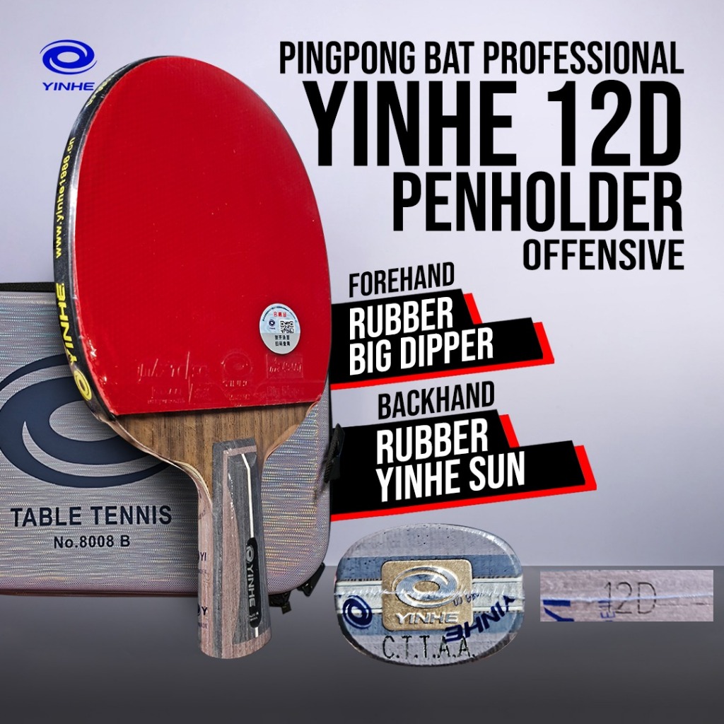 Pingpong Bat Tenis Meja Yinhe 12D Carbon ALC Premium Bet + Hard Case