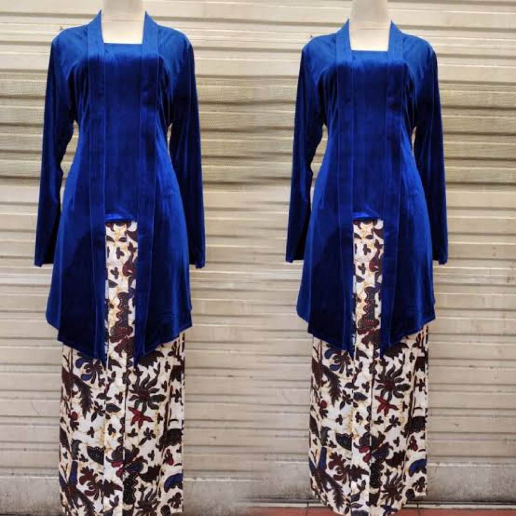 Kebaya Kutubaru Bludru Tunik Panjang Selutut/Model Kutubaru/Tunik Panjang Selutut