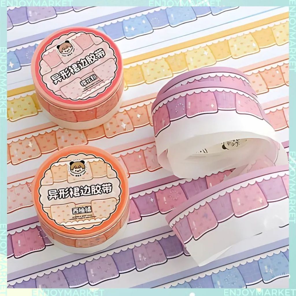 

Washitape Aesthetic Dekor Buku Jurnaling Edisi Shaped Skirt Tape Sticker Frame Jurnal TLD113