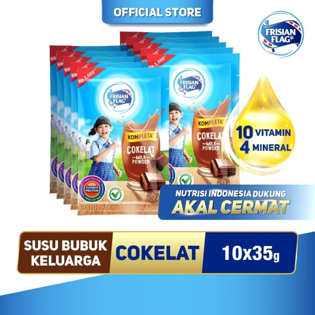 

Frisian Flag Susu Bubuk Keluarga Kompleta Cokelat Sachet 35g - 10 pcs