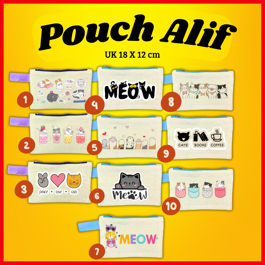 

Tempat Pensil Bahan Belacu Meow Kucing