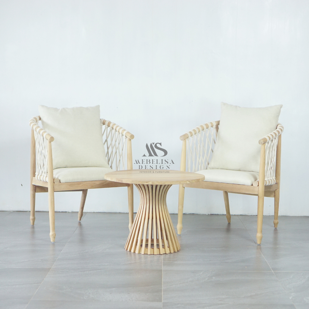 Kursi Meja Teras Depan Rumah Kombinasi Anyaman Tali