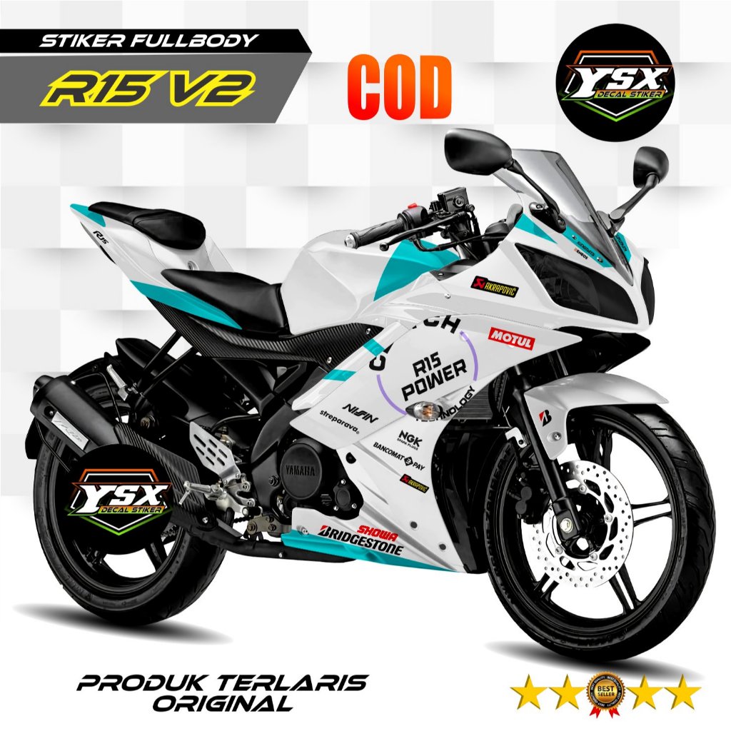 Decal R15 V2 Stiker fullbody desain Power Putih
