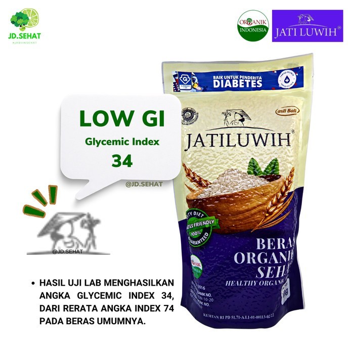 

Beras Diabetes Organik JATILUWIH Low GI Beras Diet pouch 1 kg