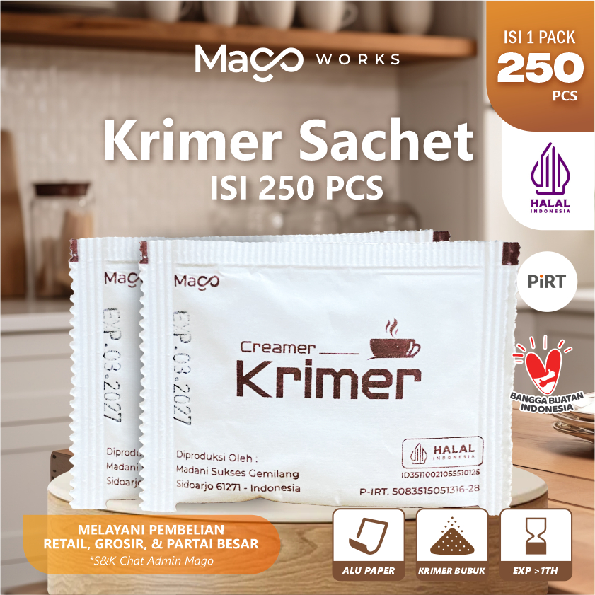 

Madani Sukses Gemilang / Krimer Sachet Non Diary Creamer / 1 Pack isi 250 pcs