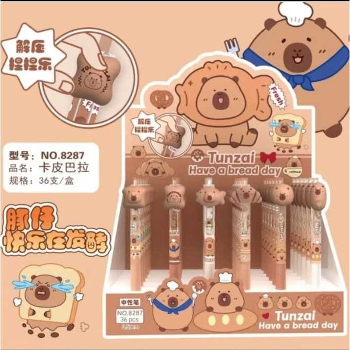 

Cindy Pulpen Capybara Squishy Motif Roti Lucu Gel Pen Mekanik Tinta Hitam 0.5 mm